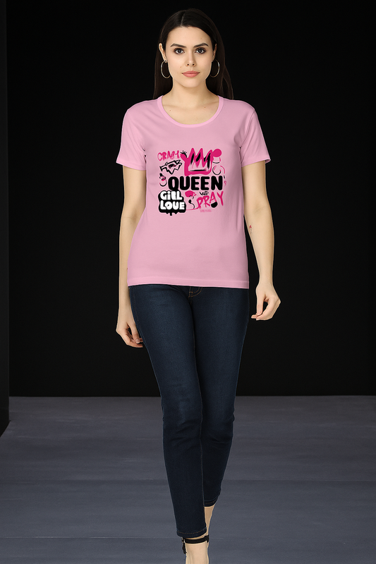 Alpha Hue Queen Print T-Shirt for Women - Stylish & Comfortable