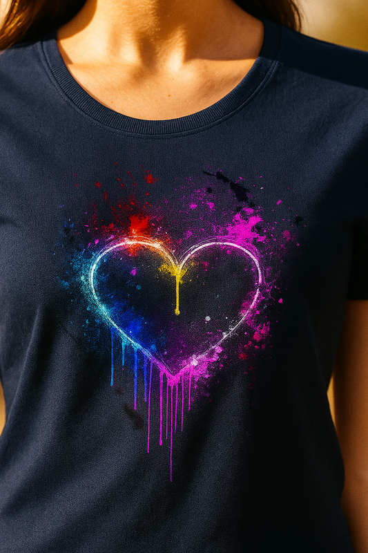 alpha hue Women's Classic T-Shirt with Colorful Heart Print