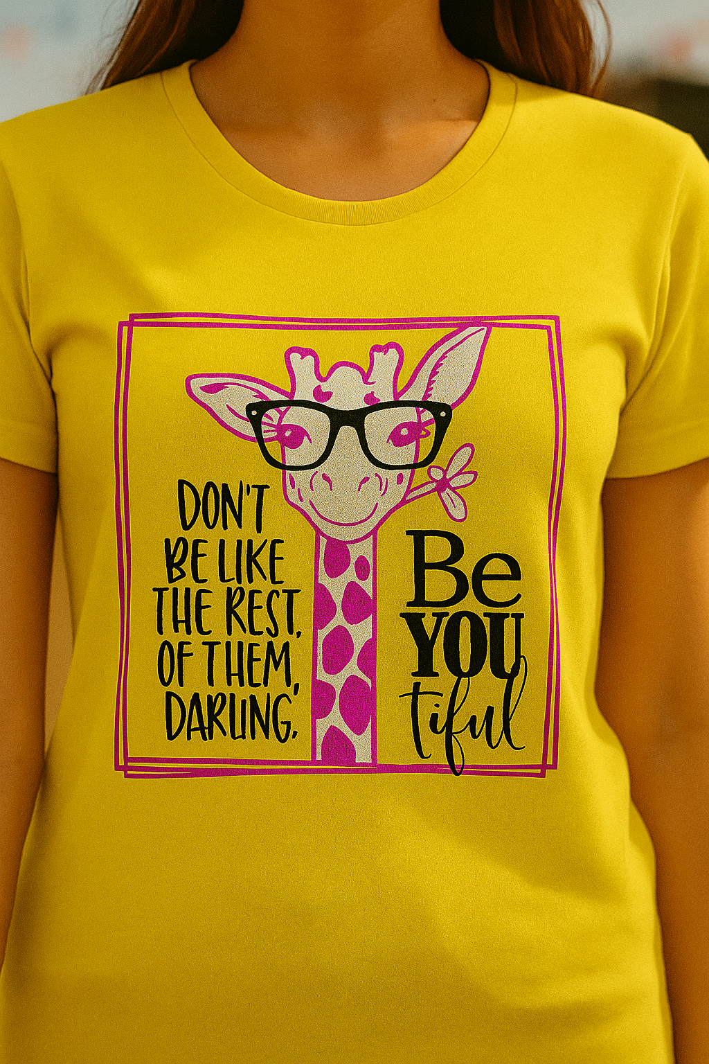 alpha hue Women's Graphic T-Shirt Cute Giraffe Print
