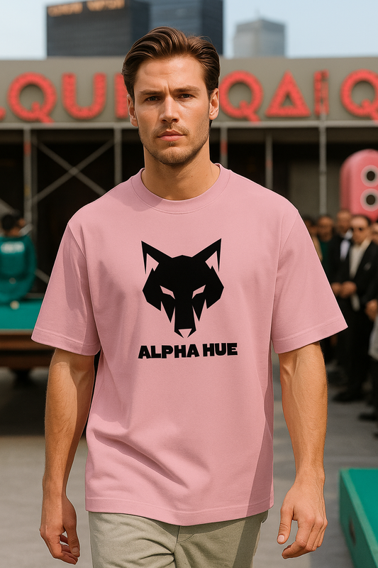 alpha hue Oversized Terry T-Shirt for Men with Graphic Print