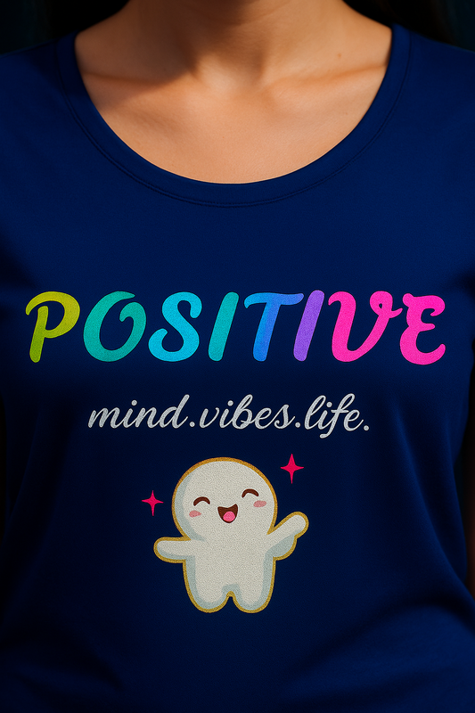 Alpha Hue Women's Classic T-Shirt with Positive Vibes Graphic