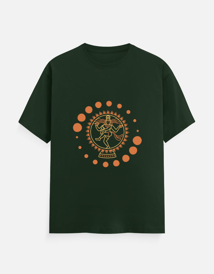 Alpha hue men's classic crew neck t-shirt in dark green with orange graphic design on front