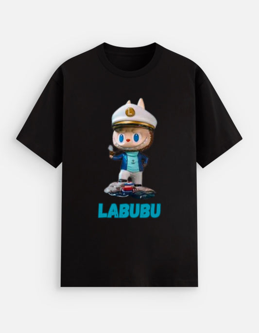 ALPHA HUE men's stretch t-shirt in black with colorful wolf and moon graphic design