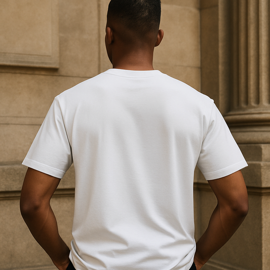 Alpha hue men stretch T-shirt in white made from comfortable stretch cotton tee fabric