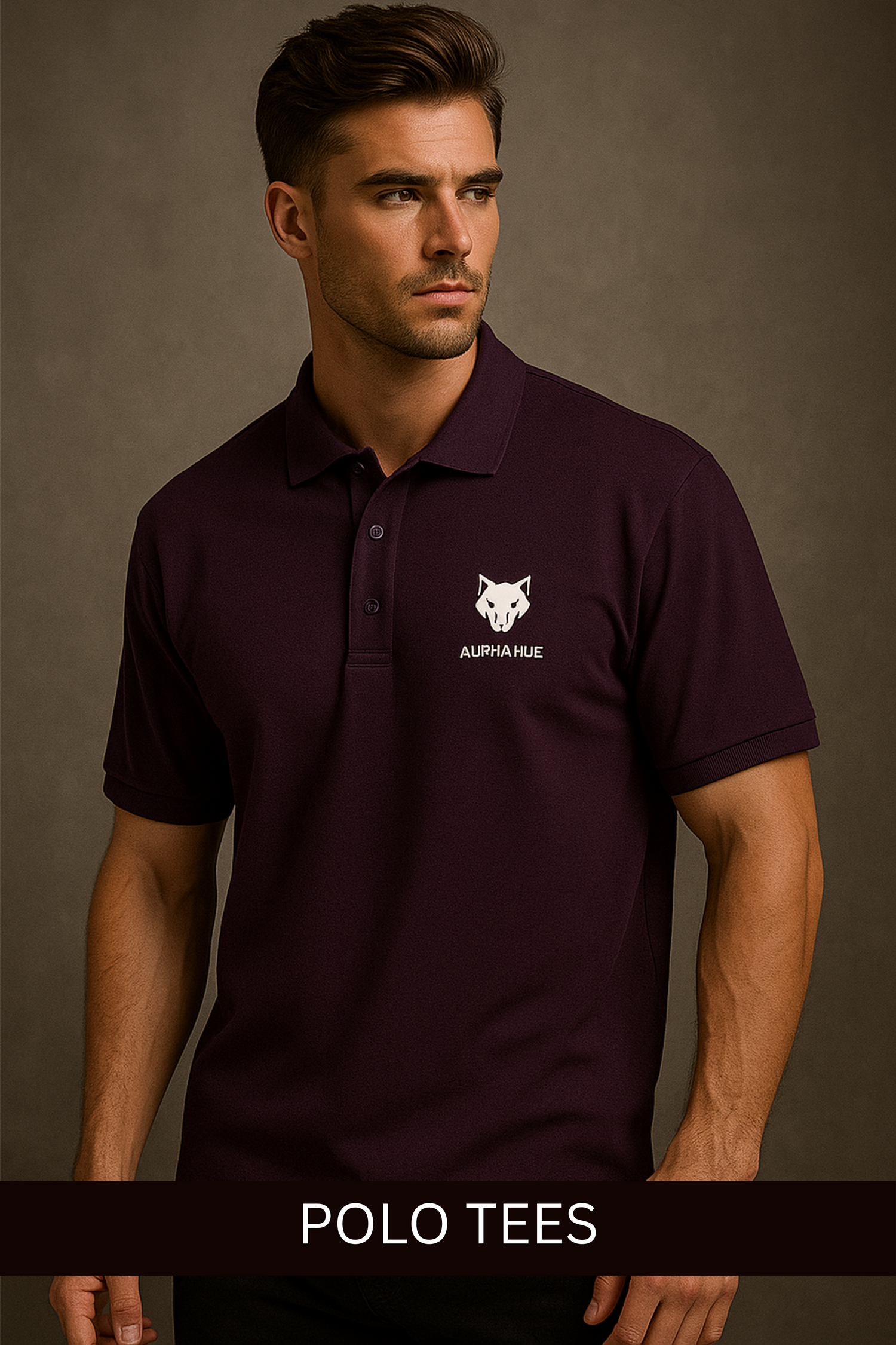 Alpha Hue men's polo t-shirts featuring a tailored fit and breathable cotton in a deep purple shade