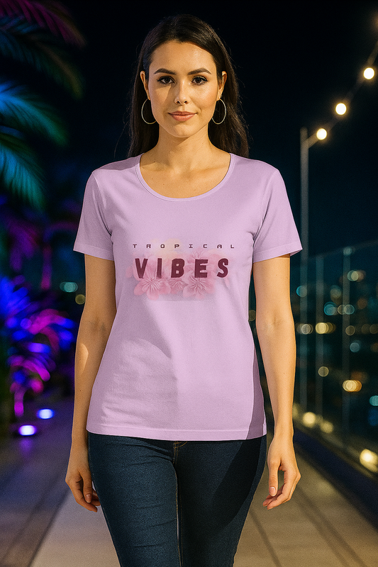 alpha hue Women's Classic T-Shirt with Tropical Vibes Print