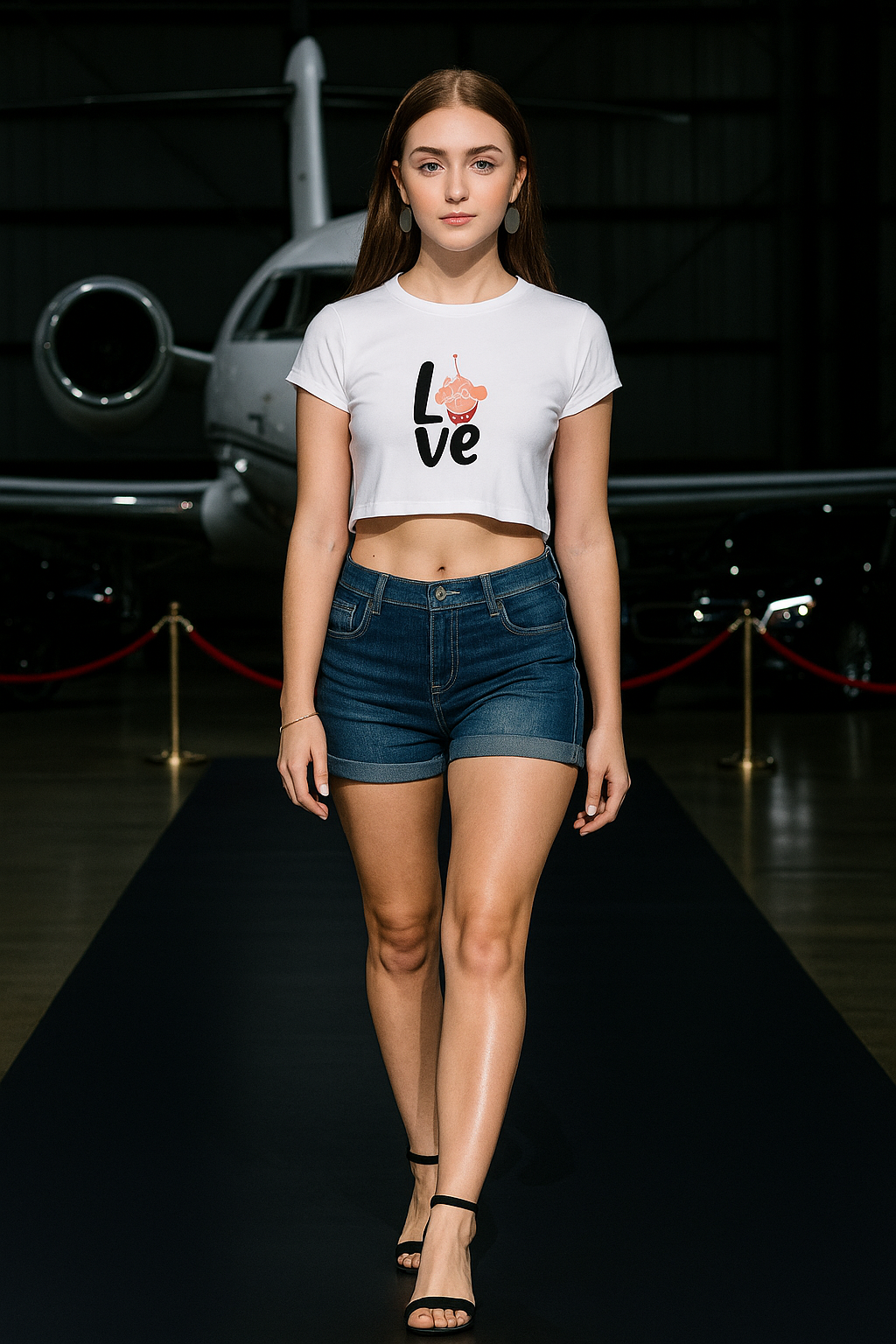 alpha hue Women's Crop Top Cute Love Graphic Tee