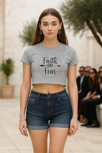 alpha hue Faith Over Fear Crop Top for Women
