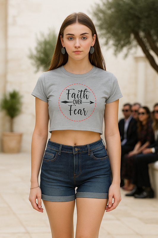 alpha hue Faith Over Fear Crop Top for Women