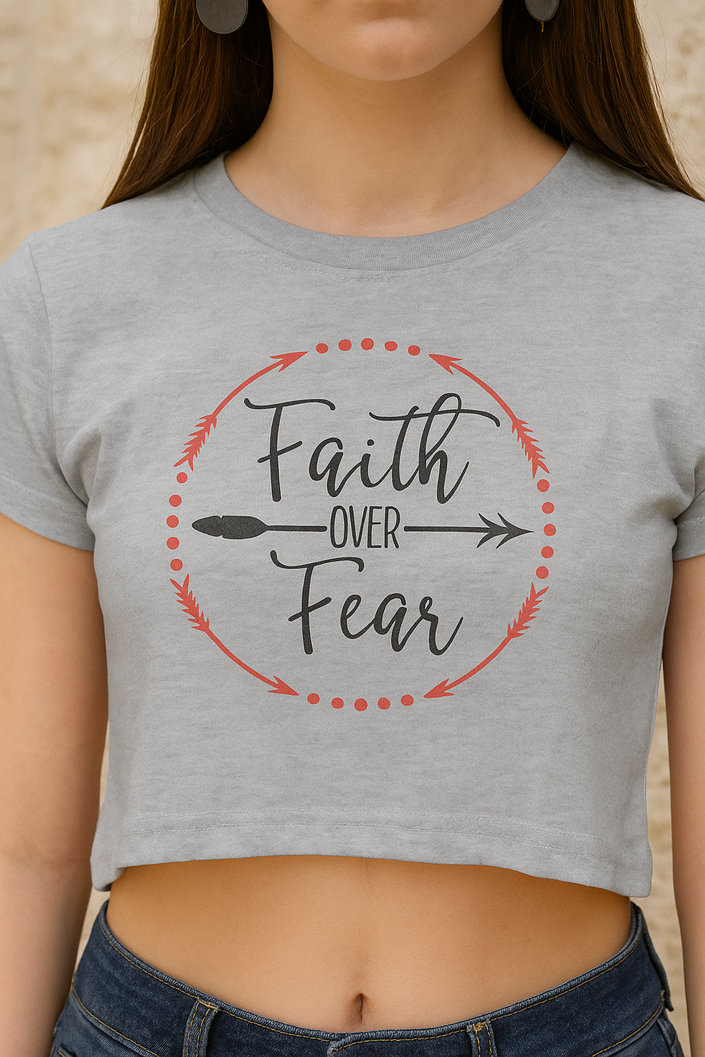 alpha hue Faith Over Fear Crop Top for Women