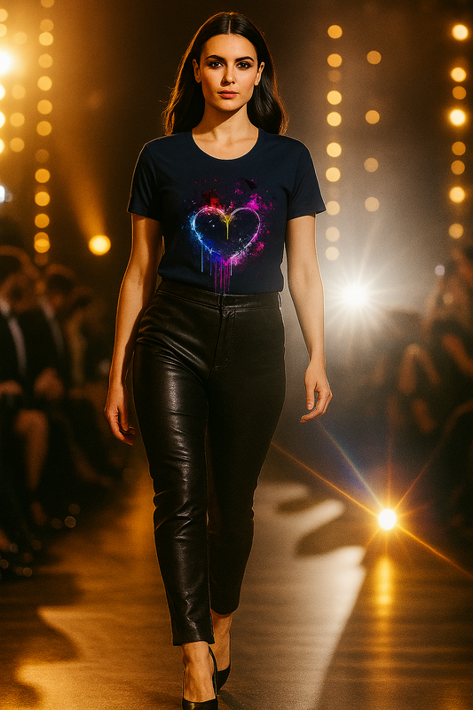 alpha hue Women's Classic T-Shirt with Colorful Heart Print