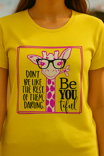 alpha hue Women's Graphic T-Shirt Cute Giraffe Print