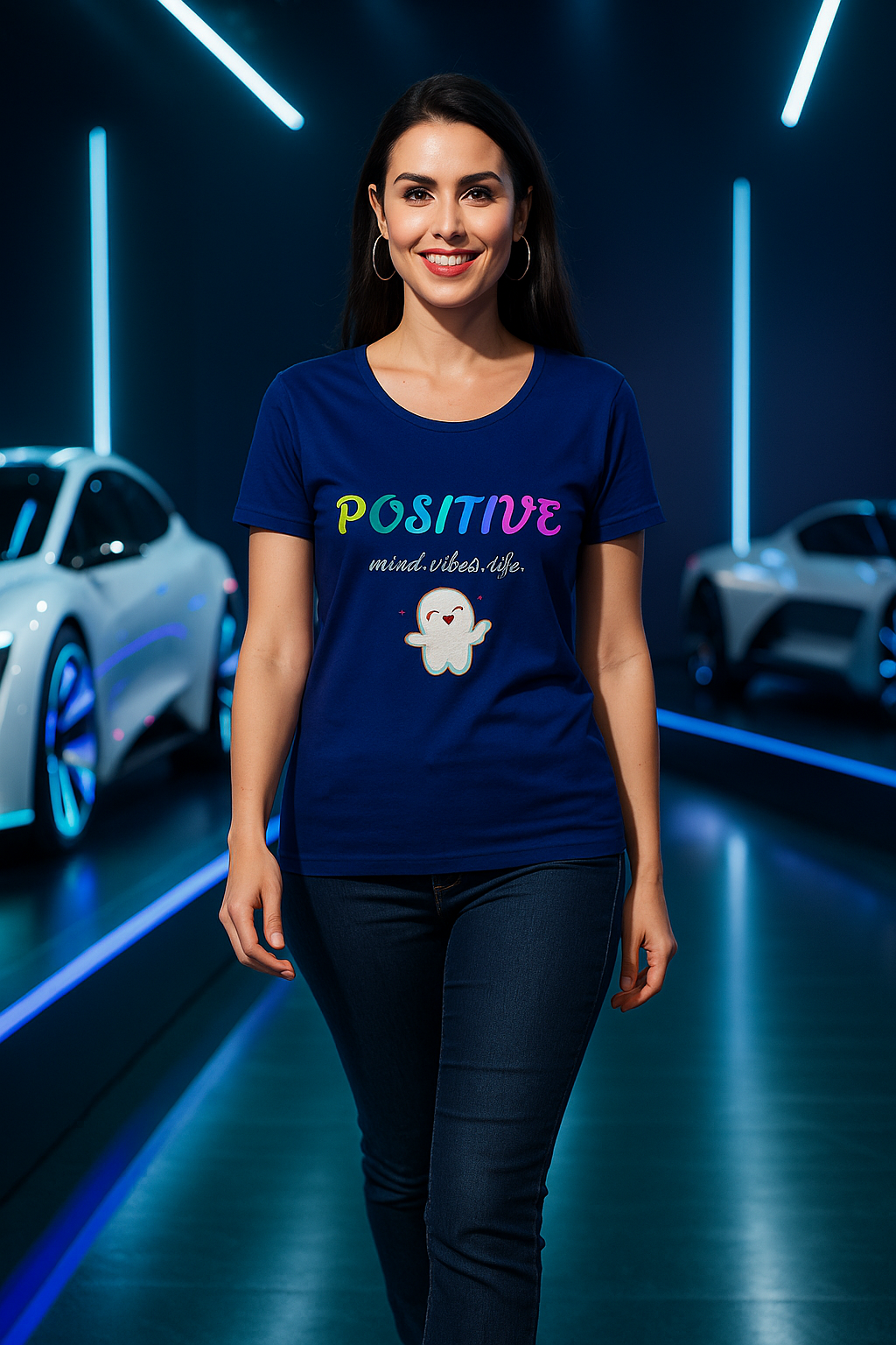 Alpha Hue Women's Classic T-Shirt with Positive Vibes Graphic