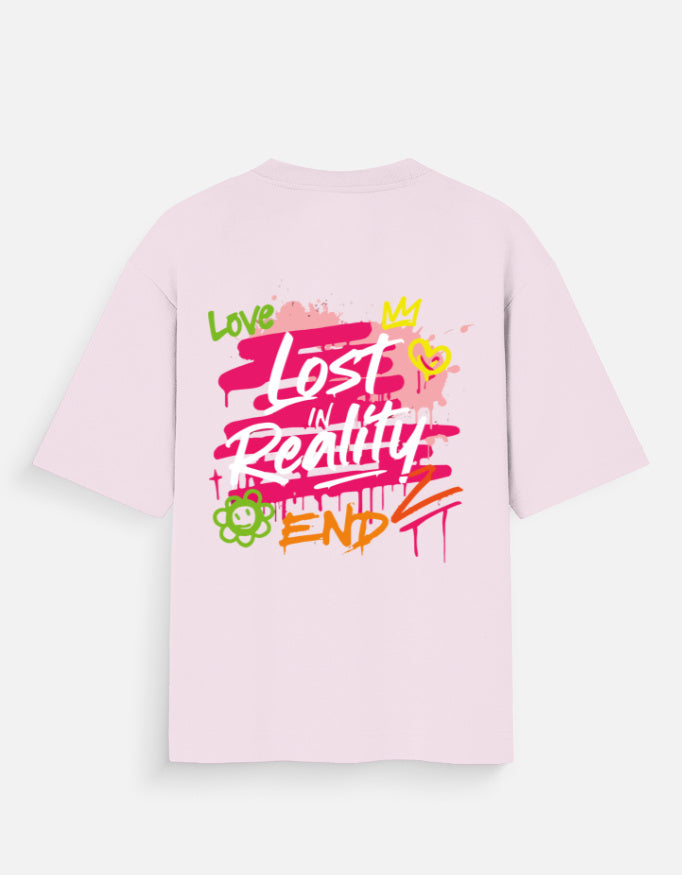 Pink ALPHA HUE women casual oversized shirt with print featuring colorful graffiti text design