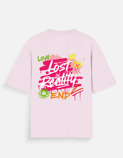 Pink ALPHA HUE women casual oversized shirt with print featuring colorful graffiti text design