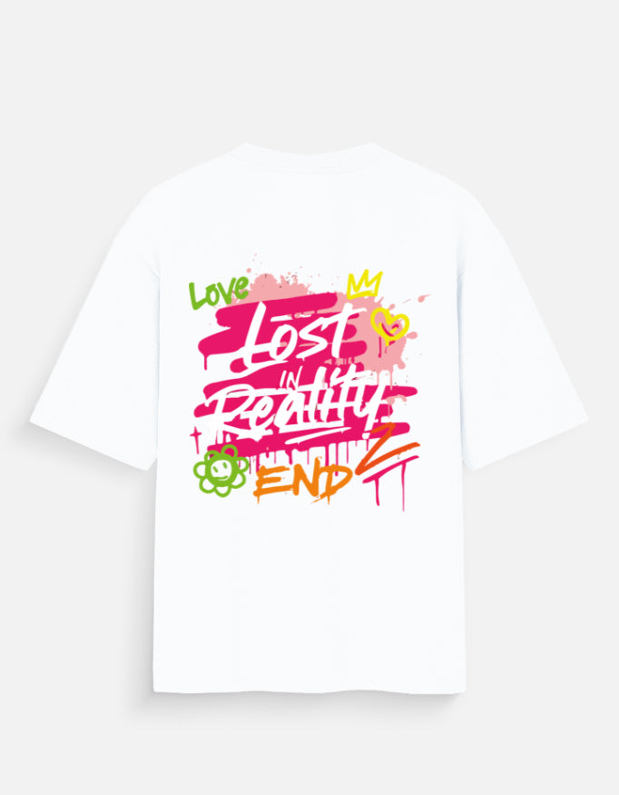 ALPHA HUE women casual oversized shirt with print in white featuring colorful graffiti style design