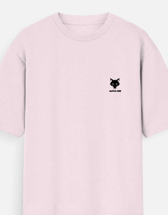 ALPHA HUE women casual oversized shirt with print in light pink featuring small black logo print