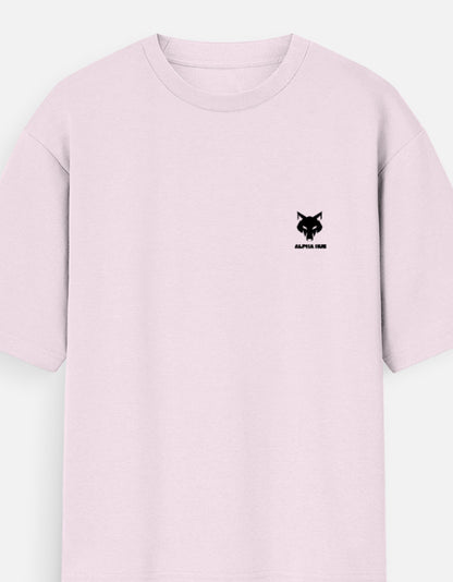 ALPHA HUE women casual oversized shirt with print in light pink featuring small black logo print