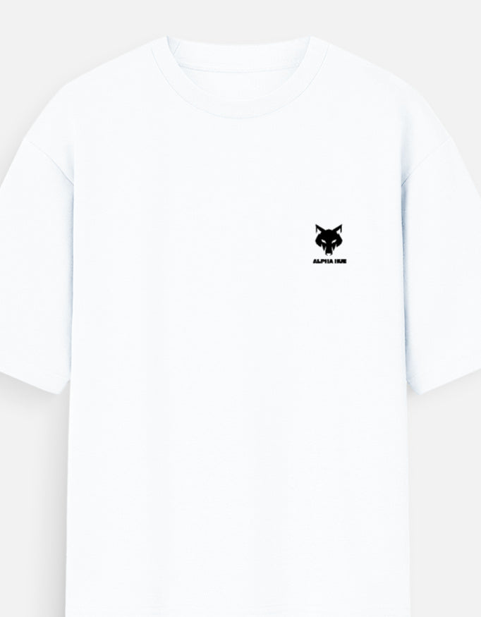ALPHA HUE women casual oversized shirt with print in white featuring a small black fox logo