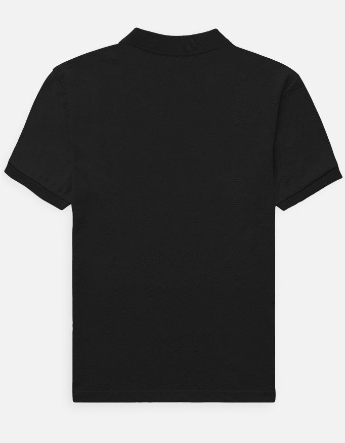 Alpha Hue black men's polo t-shirt with short sleeves and classic collar back view