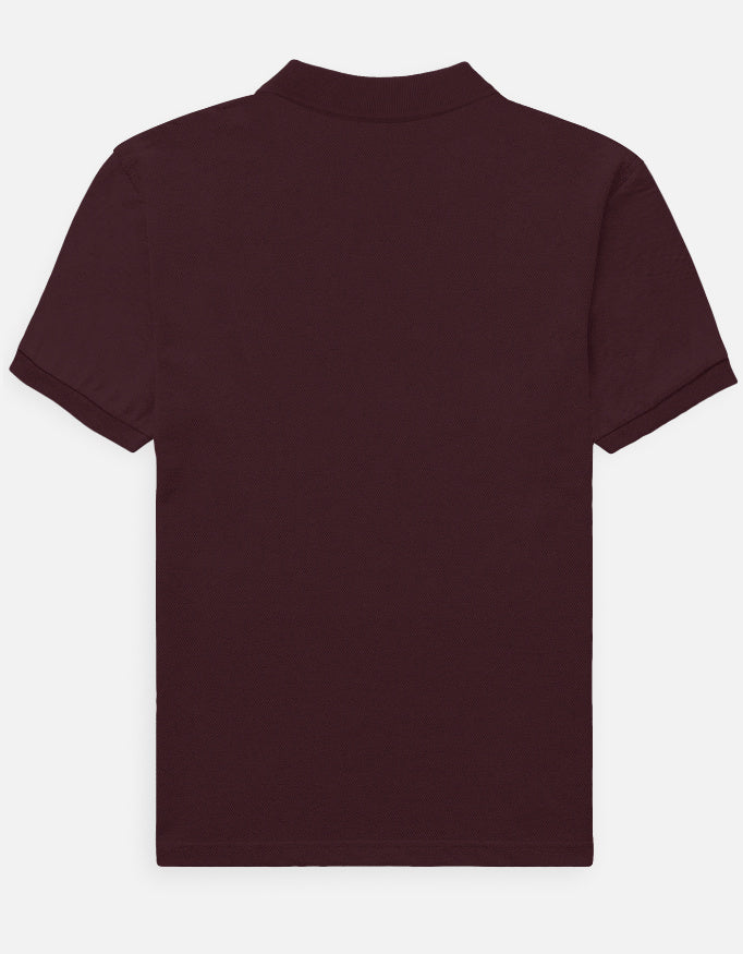 Alpha Hue maroon men's polo t-shirt with short sleeves and classic collar back view
