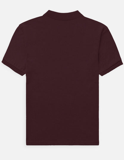 Alpha Hue maroon men's polo t-shirt with short sleeves and classic collar back view