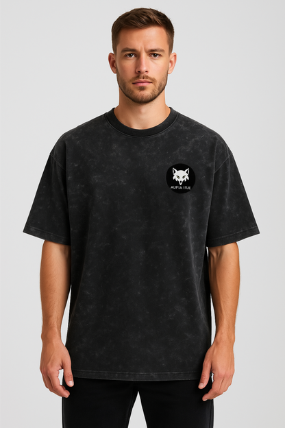 Alpha Hue men acid washed oversized tee with butterfly logo vintage style graphic tee for men