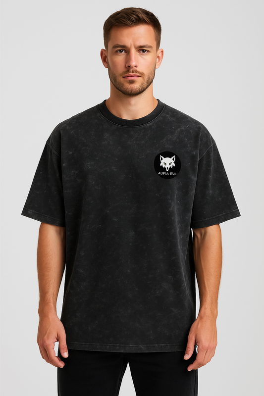 Alpha Hue men acid washed oversized tee with butterfly logo vintage style graphic tee for men