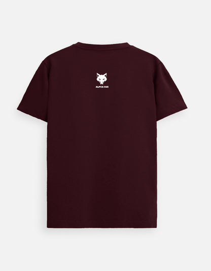 Alpha Hue men's Supima cotton t-shirt in dark burgundy with small white logo on back