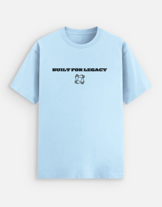 Alpha Hue men stretch T-shirt in light blue with Built For Legacy print comfortable stretch cotton tee