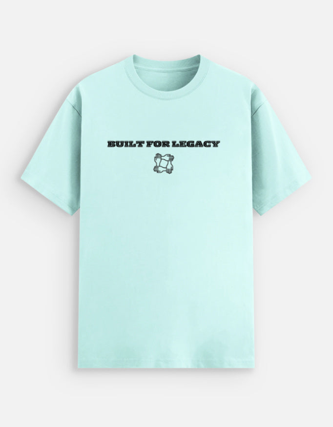 Alpha hue men stretch t-shirt in light blue with Built for Legacy graphic, comfortable stretch cotton tee