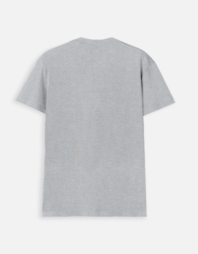 Alpha Hue men V neck t-shirt in gray shown from back view with plain design for casual wear funny dog graphic tee for men