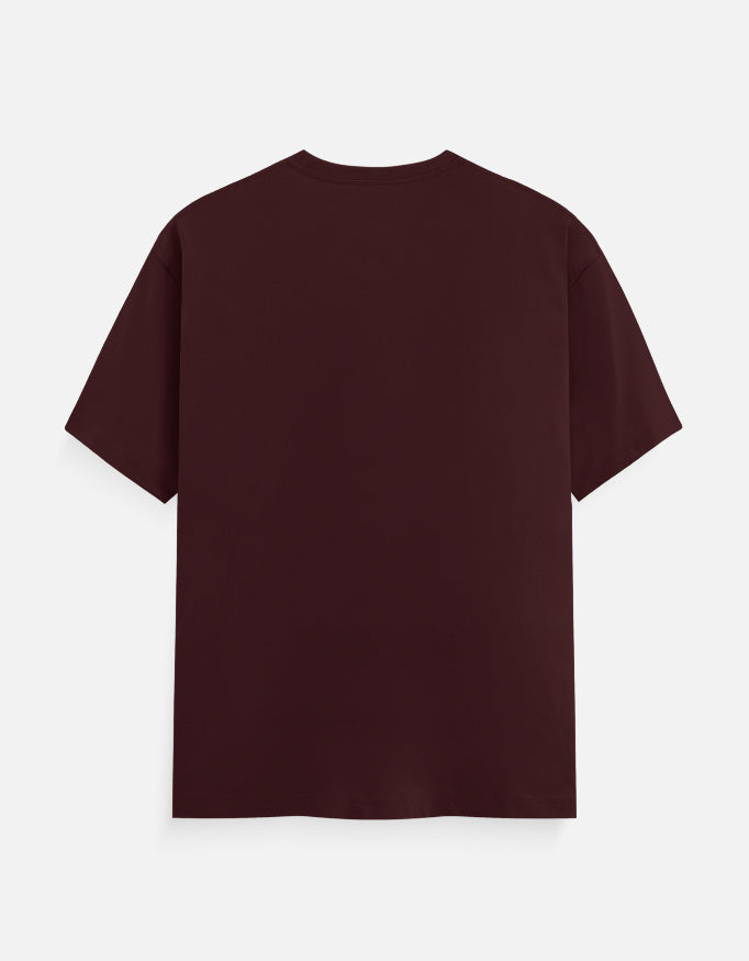 Alpha hue men's classic crew neck t-shirt in dark brown shown from the back with short sleeves