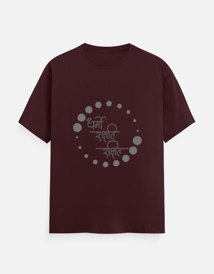 Alpha hue men's classic crew neck t-shirt in maroon with circular graphic design on front