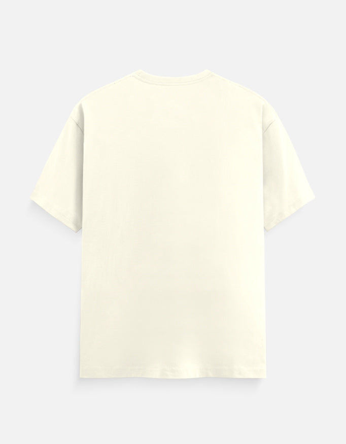 Alpha hue men's classic crew neck t-shirt in plain off-white color back view