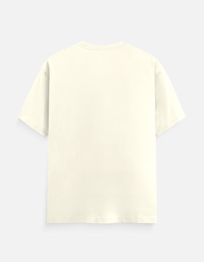 Alpha hue men's classic crew neck t-shirt in plain off-white color back view