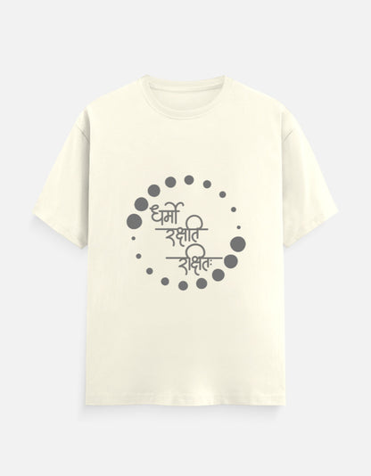 Alpha hue men's classic crew neck t-shirt in cream with circular black graphic text design
