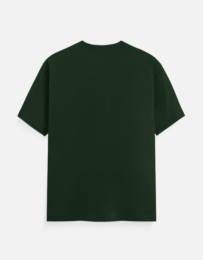 Alpha Hue men's classic crew neck t-shirt in dark green color laid flat showing the back