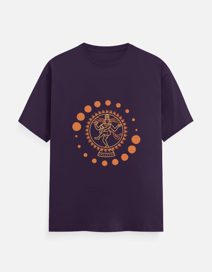 Alpha hue men's classic crew neck t-shirt in dark purple with orange graphic design on front