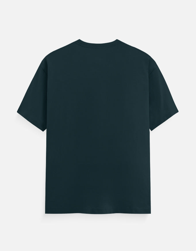 Alpha hue men's classic crew neck t-shirt in dark green shown from the back with short sleeves