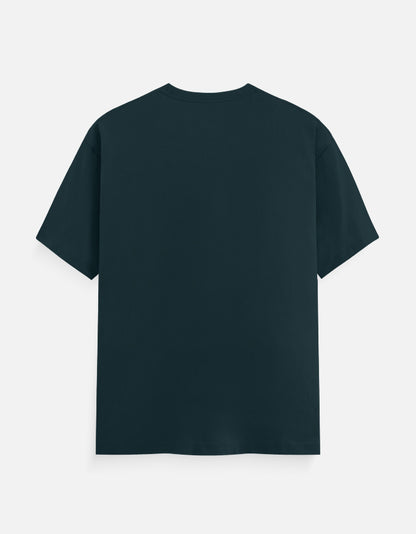 Alpha hue men's classic crew neck t-shirt in dark green shown from the back with short sleeves