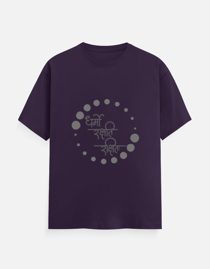 Alpha hue men's classic crew neck t-shirt in dark purple with circular graphic design on front