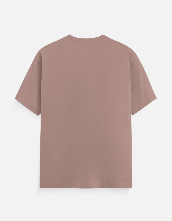 Alpha hue men's classic crew neck t-shirt in solid muted brown color shown from the back