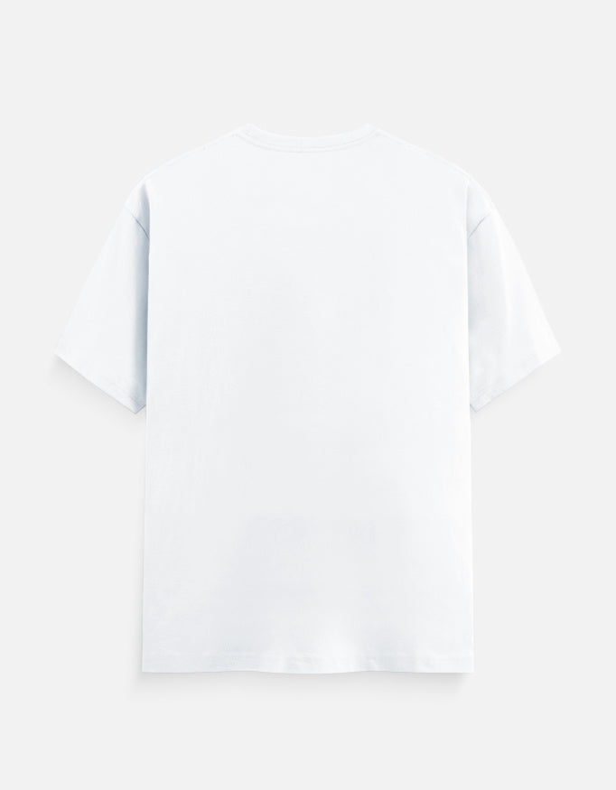 Alpha Hue white men's classic crew neck t-shirt shown from the back with short sleeves