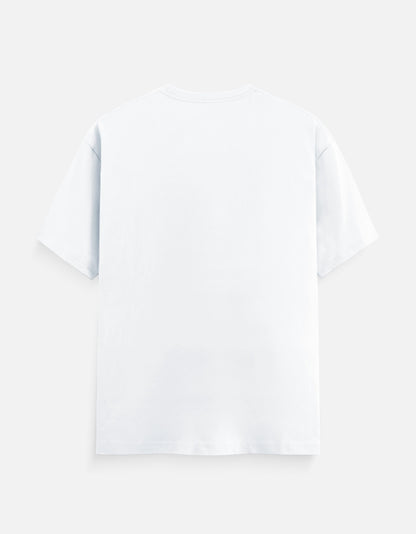 Alpha Hue white men's classic crew neck t-shirt shown from the back with short sleeves