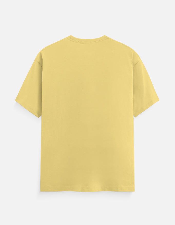Alpha hue men's classic crew neck t-shirt in light yellow showing back view with short sleeves