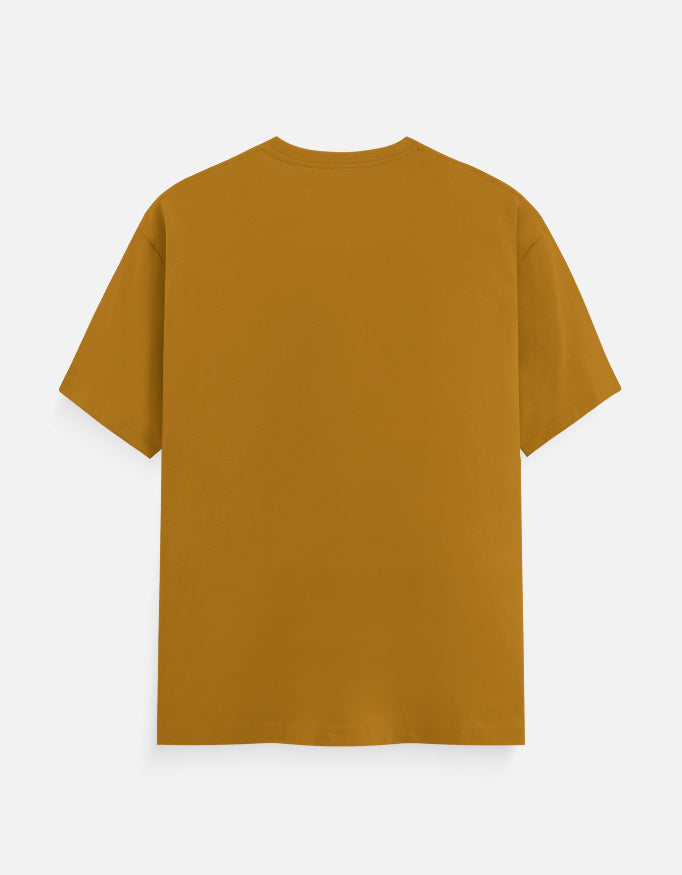 Alpha hue men's spiritual graphic tee in classic crew design with mustard color back view