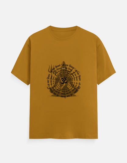 alpha hue men classic crew t-shirt in mustard with black men's spiritual graphic tee design