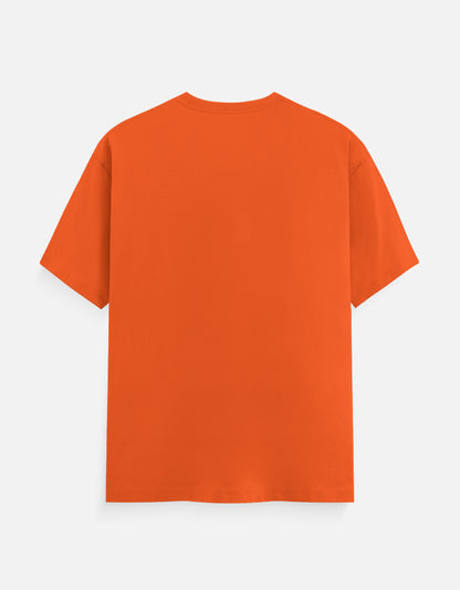 alpha hue men's spiritual graphic tee classic crew t-shirt in solid orange back view