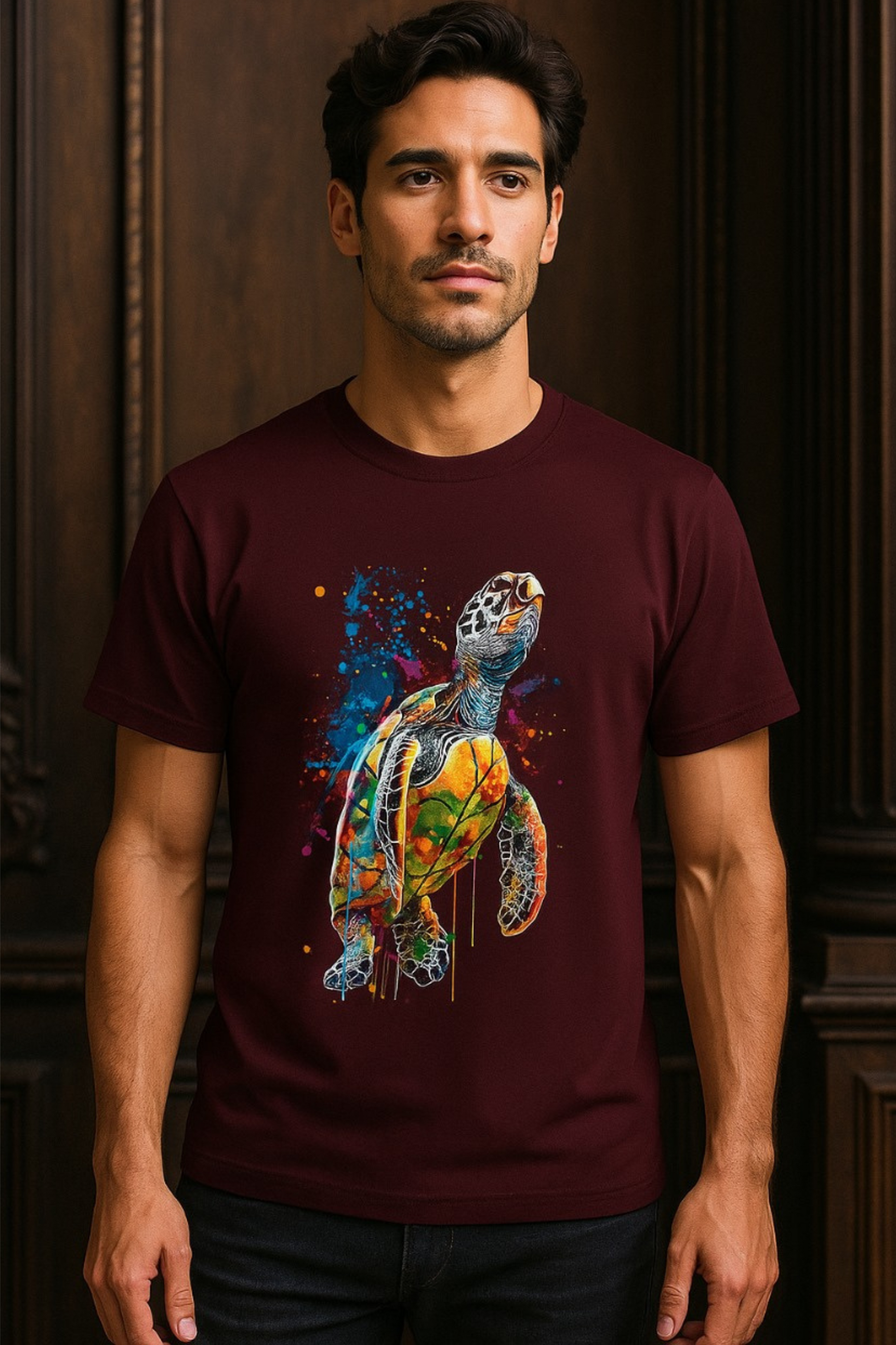 Alpha hue men Supima T-shirt with colorful premium cotton sea turtle shirt graphic design